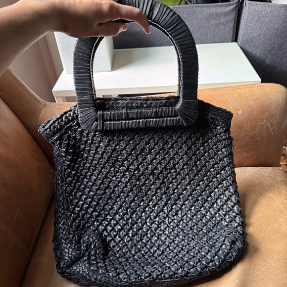 Genuine soft Leather woven black bohemian bag designer handmade vintage vibes - Picture 7 of 17